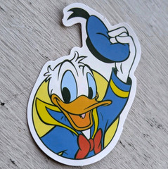 Disney Mickey Mouse Donald Duck Blue Hat Red Bowtie Sticker Yellow 1Pc