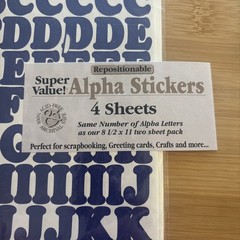 Vtg Blue Alphabet Stickers 8 Sheets Used Capital Lower Case Numbers Exclamation