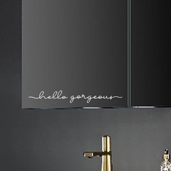 White Hello Gorgeous Inspirational Quotes Mirror Vinyl Decal 18×2.4 Inch