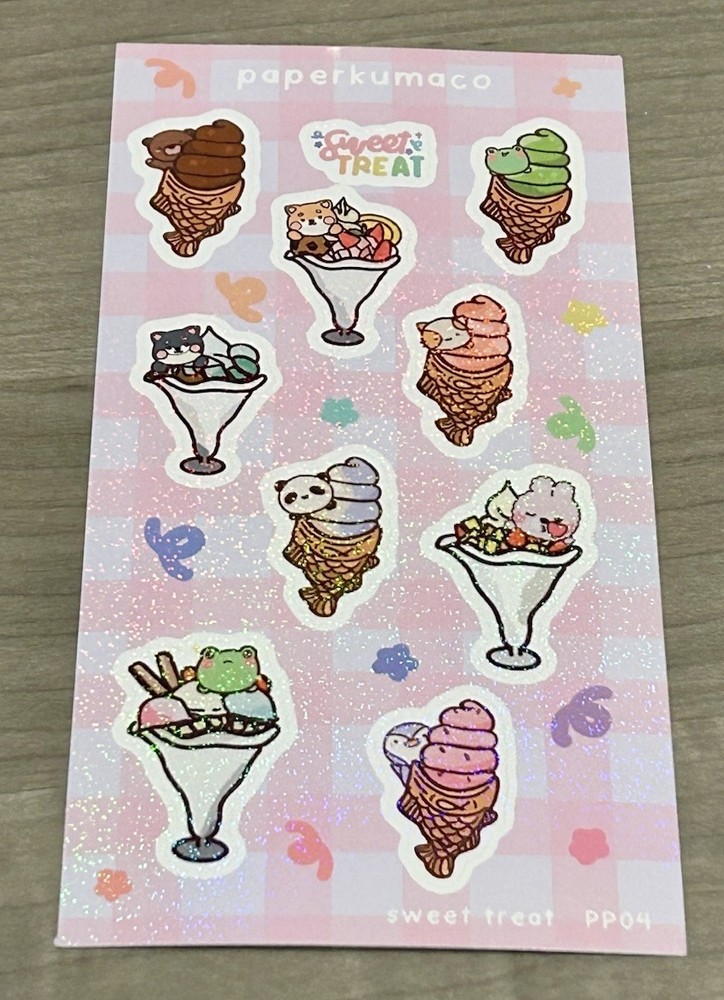 NEW PaperKumaCo “Sweet Treat” Sticker Sheet Paper Kuma Co Stickers