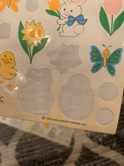 VINTAGE! 1979 Hallmark Happy Easter 36 Stickers Spring Bunny Chicks Flowers Eggs