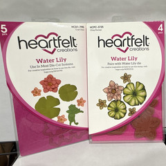 Heartfelt Creations Water Lily Craft Stamp & Die Set, 5pcs Green/Pink HCD1-790