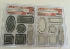 NEW Basic Grey BOOK CLIPS Set Of 2 PEWTER & WHITE Embellishments