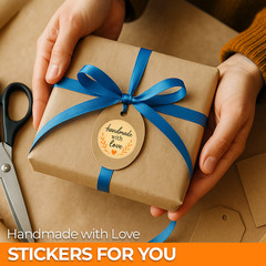 StickerJet Handmade with Love Sticker – Round Labels, 500 Count Stickers