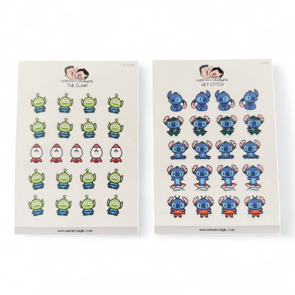 Hubman & Chubgirl Cartoon Planner Stickers, Stitch & The Claw