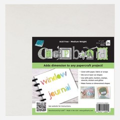 Medium Weight Chipboard 25 Pack 12×12 Inch White Acid Free 0.057 Sheet Craft
