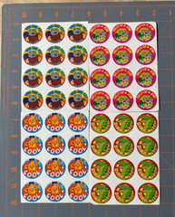 VTG 80s Trend Scratch n Sniff Circular Discs Stickers Lot of 144 – 12 x 12 Cards