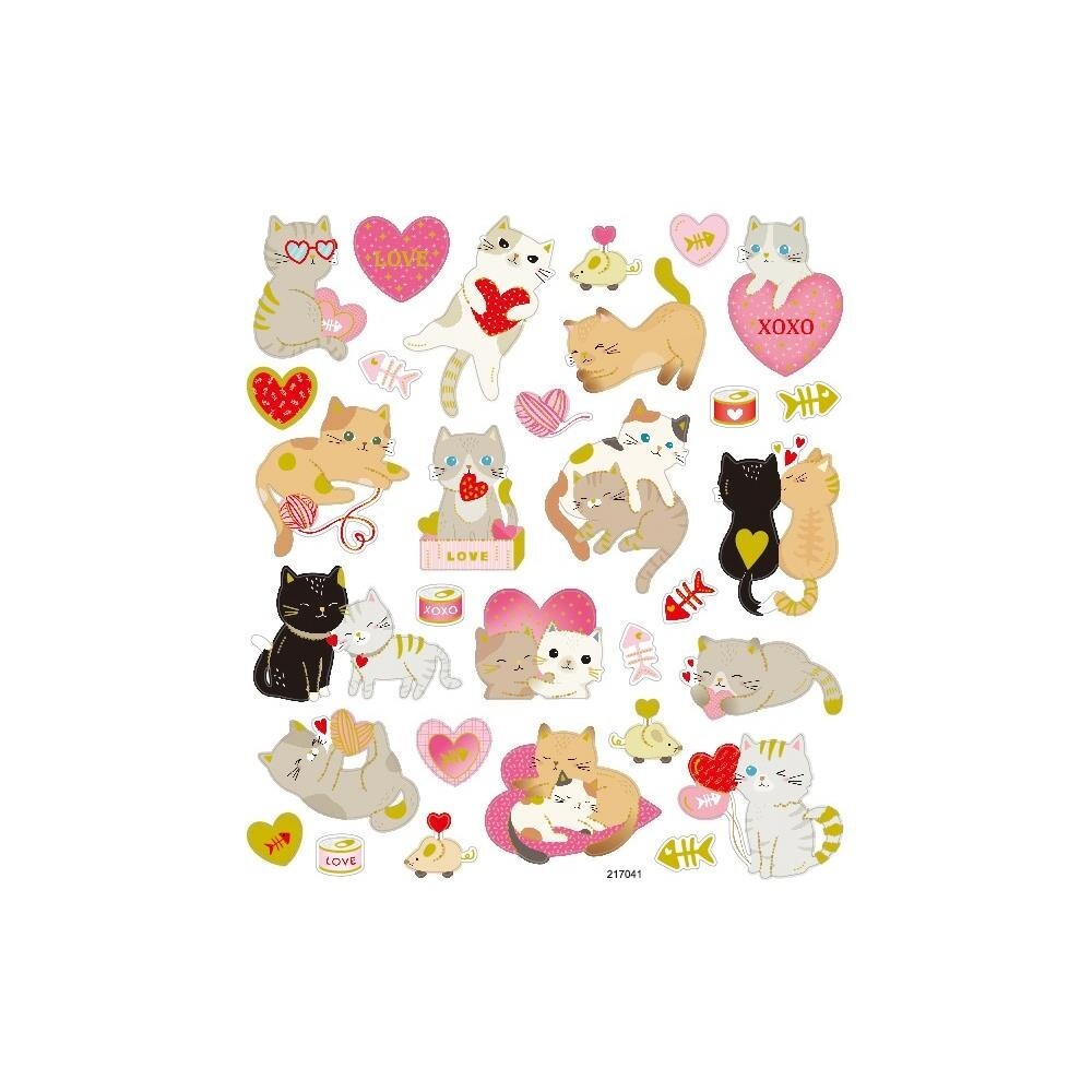 Stickers Sticker King Kitty Love Cats Hearts Love Mice Fish Bones Food Yarn