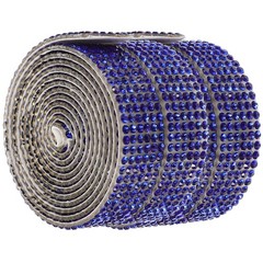 3 Packs Lightweight Blue Rhinestone Trim Self Adhesive for Embellishing Clothes