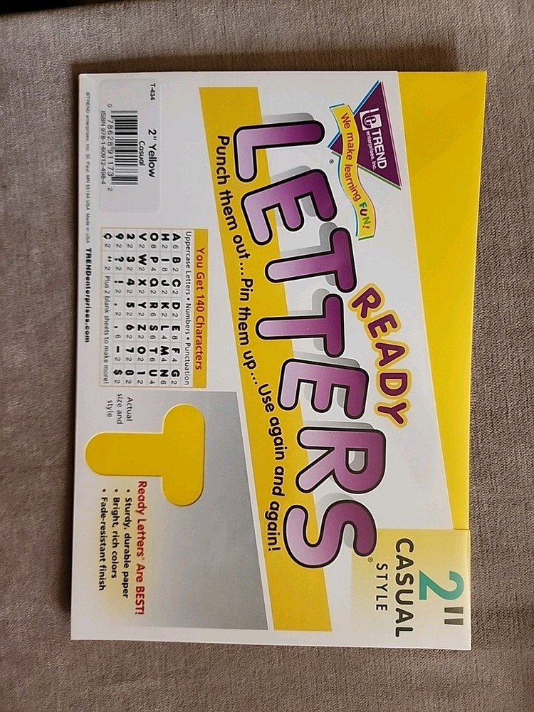 Ready Letters 2″ Casual Style 140 Characters Yellow T-434