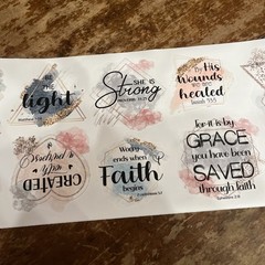 Multi-design Big Bible Verse Sticker Sheets Lot of 2 | 35” Long Sheets