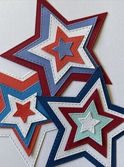 RED,WHITE & BLUE STITCHED STAR Die-Cuts(15pc)Fourth Of July•Independence•America
