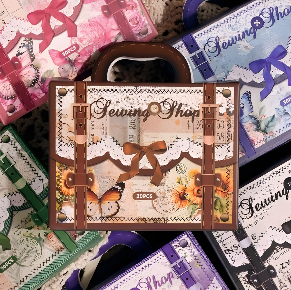 Nostalgic Sewing 30-Piece Stickers Pack Vintage Scrapbook Junk Journal Crafts