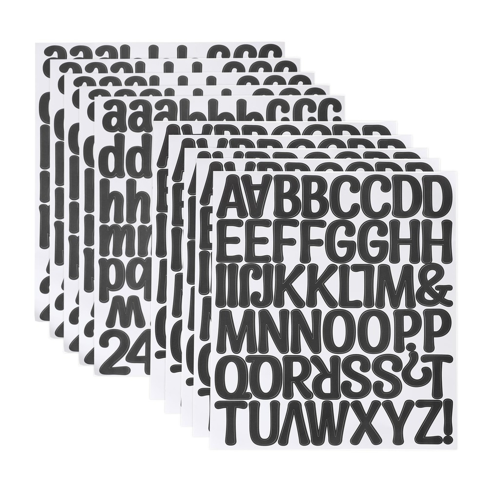 595 Pieces Vinyl Letter Stickers, 10 Sheets 2 Inch Black Self-Adhesive Cute