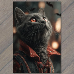 STICKER Black Cat Red Eyes Gothic Jacket Halloween Vampire Theme