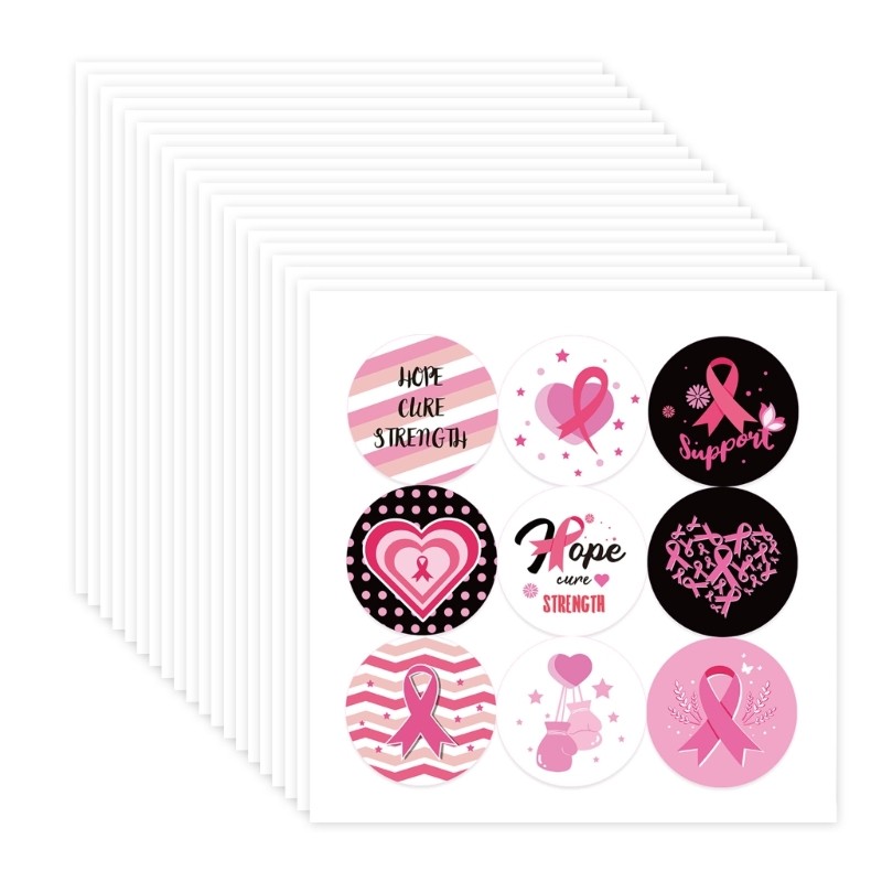 Ribbon Sticker Water Bottle Labels Breasts Cancer Awareness Sticker for Party