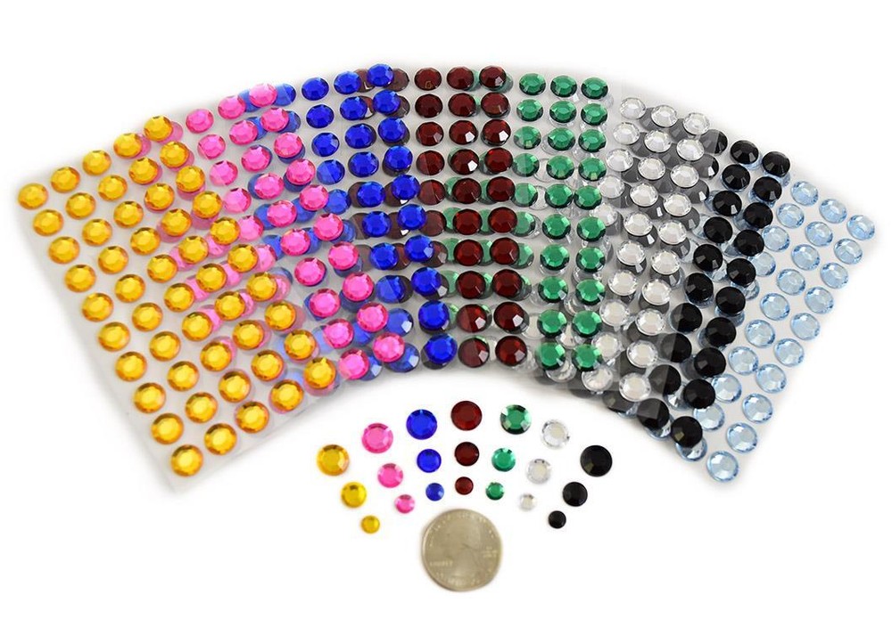 Self Adhesive Acrylic Rhinestones Stick On Plastic Face Gems Crafts 250-500pcs