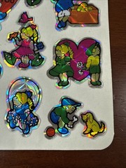 Vintage BJ Prism Holographic Sticker Sheet Kids Hearts Puppies Unused 1980s 🦋🐶
