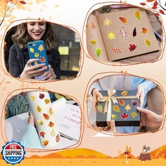 Wonmon 700 PCS Fall Leaves Stickers for Kids, Assorted Thanksgiving Maple Lea