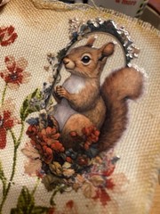 Nature, Squirrel, Mushroom, Handmade Ephemera, ,Junk Journal,tag,embellishment