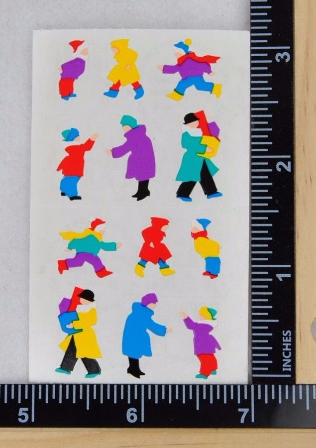 Mrs Grossman HOLIDAY SHOPPERS Stickers 1/2 SHEET CHRISTMAS SHOPPING PEOPLE KIDS