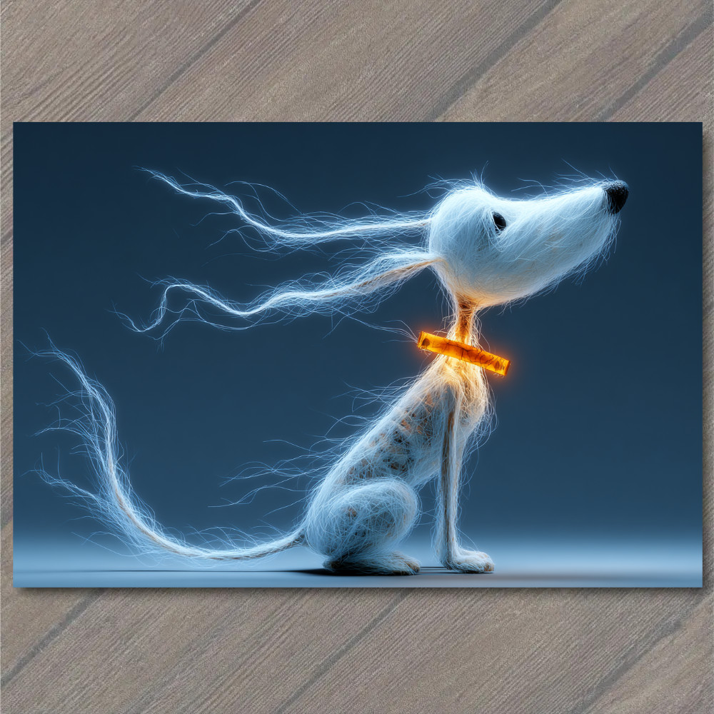 STICKER Glowing Wire Dog Neon Light Energy Whimsical Canine Futuristic Glow Co
