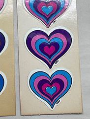 Lot of 2 Pieces Vintage BJ Stickers ‘on a roll’ Vending Hearts Colorful 1980s