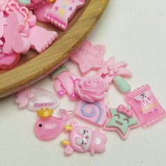 LibiIine 100pcs Mix Lots Flatback Resin Buttons Flat Back Scrapbooking Pink