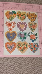 Vintage Hallmark Stickers Floral Hearts Flowers 1 Sheet