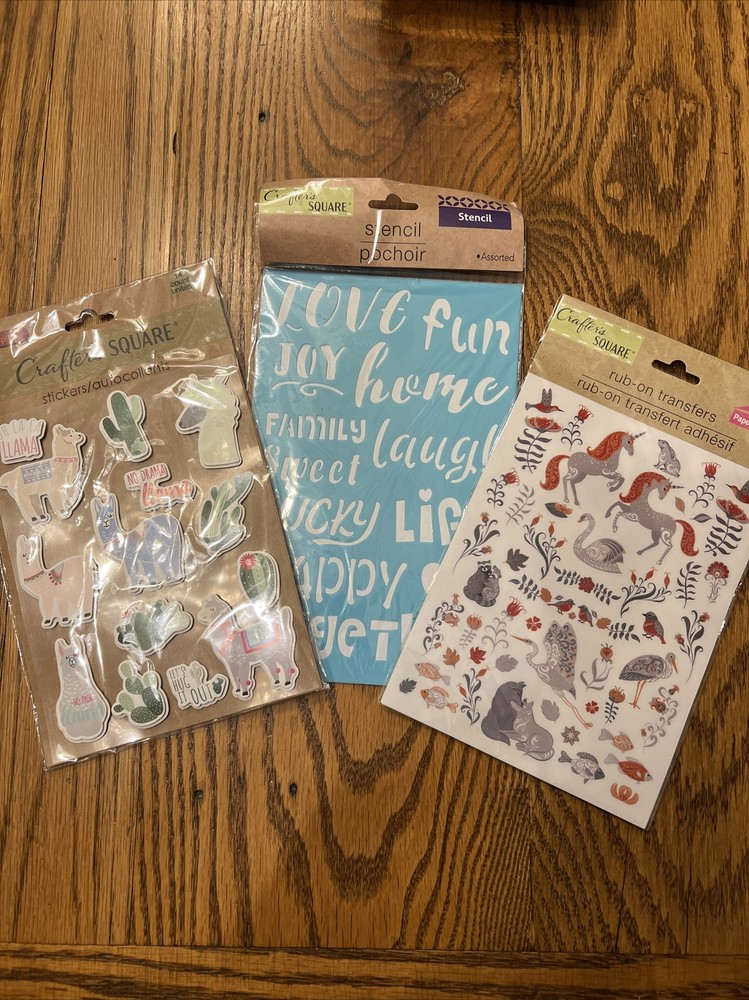(3) Package Lot Of Crafter’s Square Decals- Rub-on, Stencil And Stickers