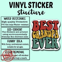 CATRACOS 3Pcs Best Grandpa Ever Sticker