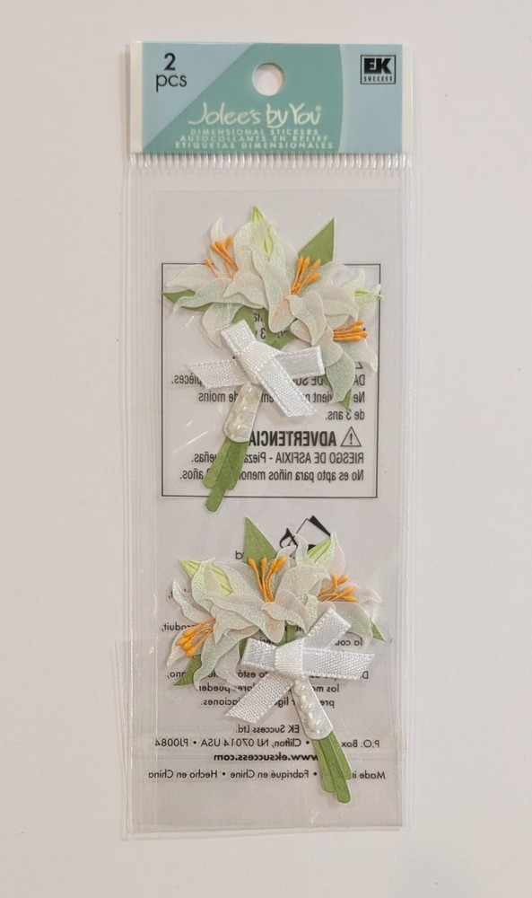 RARE Jolee’s Bouquets White Lilies Wedding Flowers Mini Pack Scrapbook Stickers