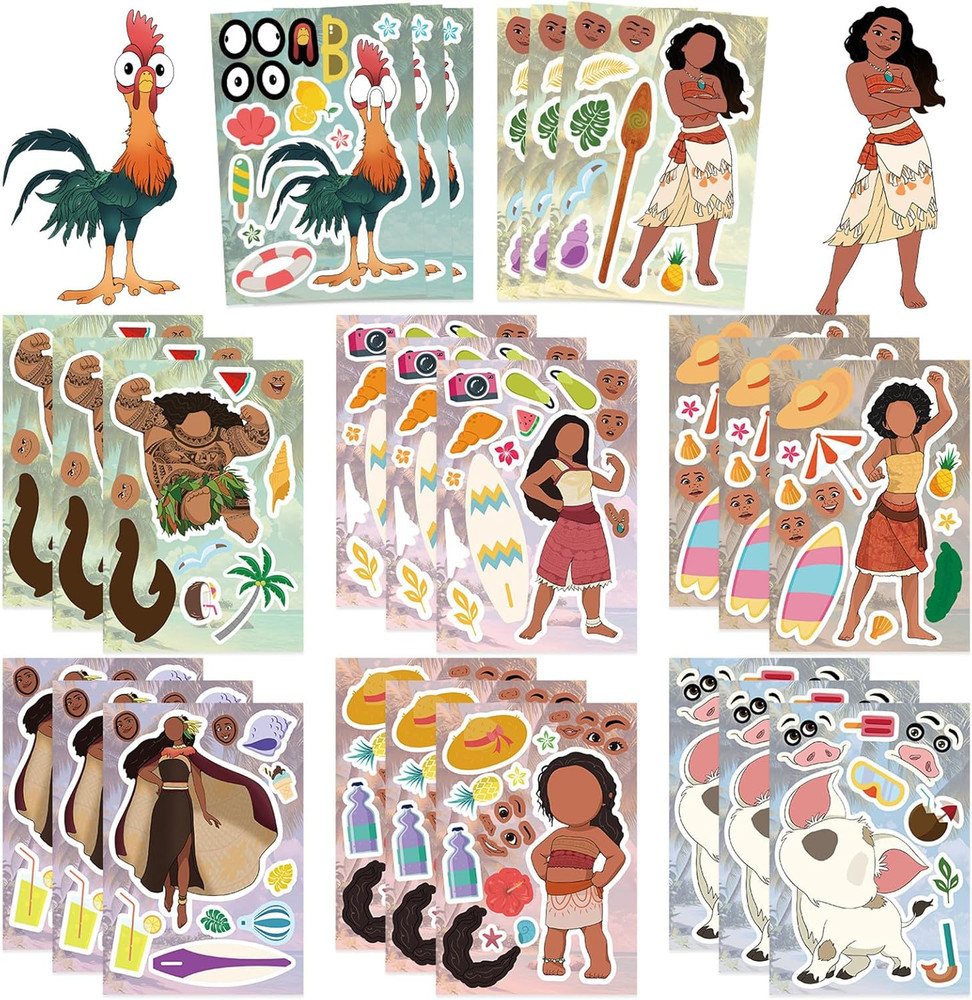 24 Cute Cartoon Stickers for Kids – Make Your Own Face Stickers, Art Craft Suppl