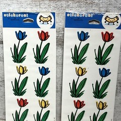 Lot of 2 Hallmark Stickeroni Colorful Tulip Flowers 1 Sheet, 12 Counts Total New