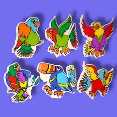 Vintage 1980s Birds & Animals Puffy Sticker Lot of 12