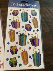 Lot of 2 Pkgs Stickopotamus Binder Stickers Christmas Trees & Metallic Gifts NIP