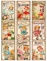 Vintage Stickers Altered Art Reproductions Sheet Music Girls Ephemera 18 Total