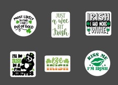 6 – 2.5” St. Patrick’s Day Sticker Pack – Happy Stickers Irish Holiday Shamrock