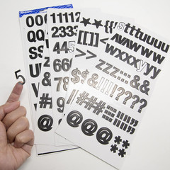 Black Alphabet and Number Stickers, 1 In, 346 Pack, Self-Adhesive, for Crafts Si