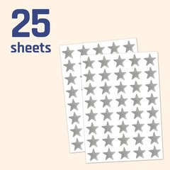 1000 Pack, Silver Foil Star Metallic Stickers, 0.6″ Diameter