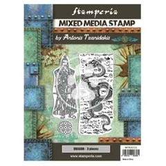 Stamperia MIXED MEDIA Stamps – BY ANTONIS TZANIDAKIS – DRAGON – 3 PC