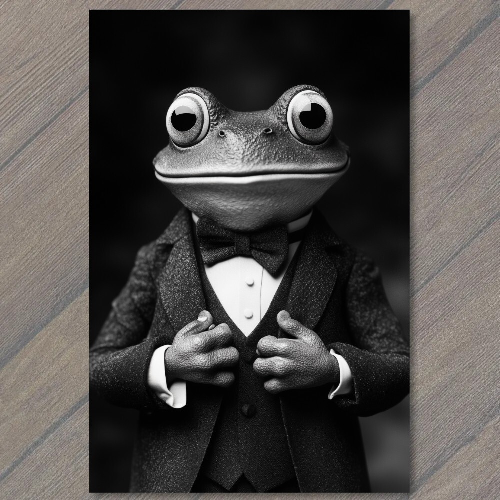 STICKER Dapper Frog Stylish Suit Exuding Weird Creepy Charm Whimsy Cute