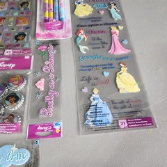 New Disney Princess Activity Craft Lot Stickers Pins Pens Stationery Set…