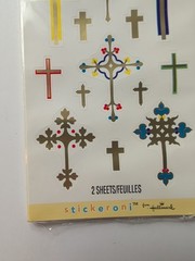 Hallmark Stickeroni Stickers CROSSES (2) Sheets Sealed Pack Religious Made USA