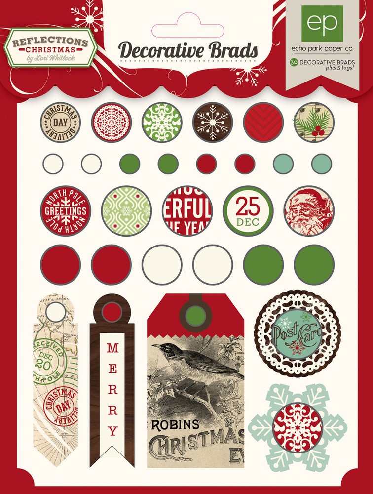 Scrapbooking CHRISTMAS Brads Reflections Collection Echo Park Paper Co. 30 p New
