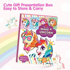 48 PCS Unicorn Stickers, Party Favors for Kids, Make a Face Sticker Sheets