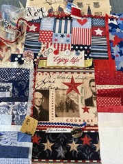slow stitch junk journal kit Vintage Lace Fabrics Buttons Red White Blue Crafts