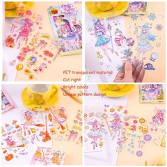 48 Sheets Cartoon Girl Stickers – Kawaii 12 Magic Academy Series