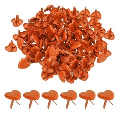 Brads for Paper Crafts, 100 Pcs Orange Metal Heart Paper Fasteners, 9 mm