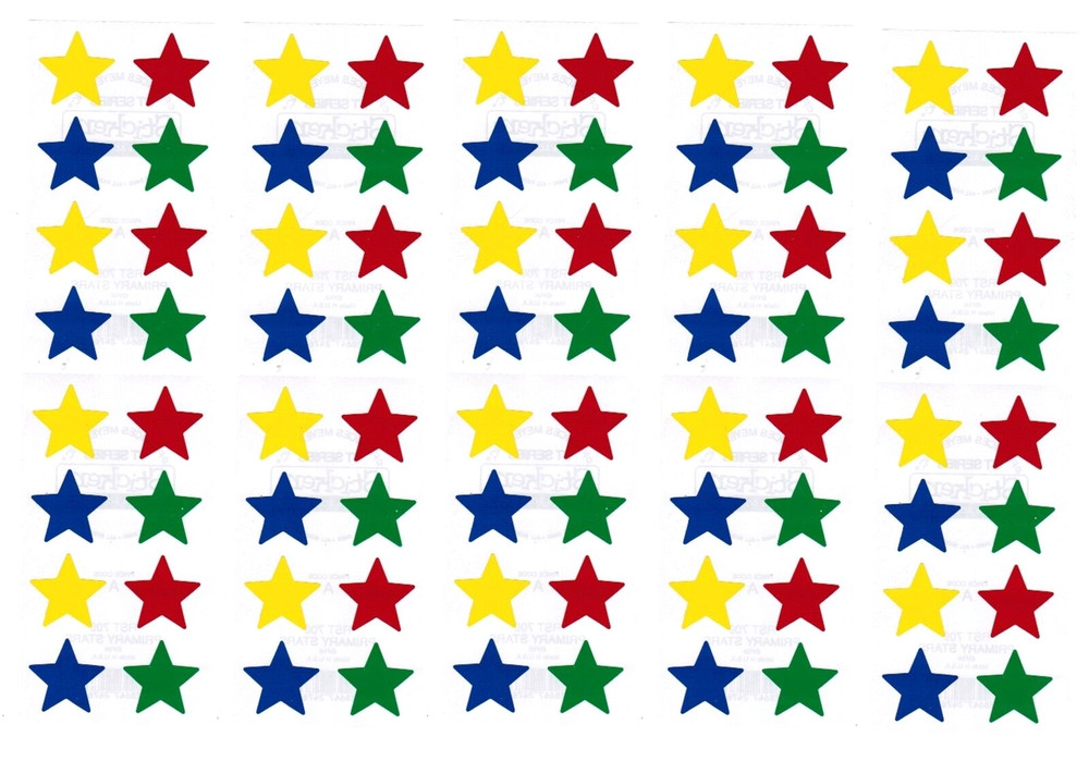 Frances Meyer Colorful Blue Red Yellow Green STARS Scrapbook Stickers 10 Sheets!